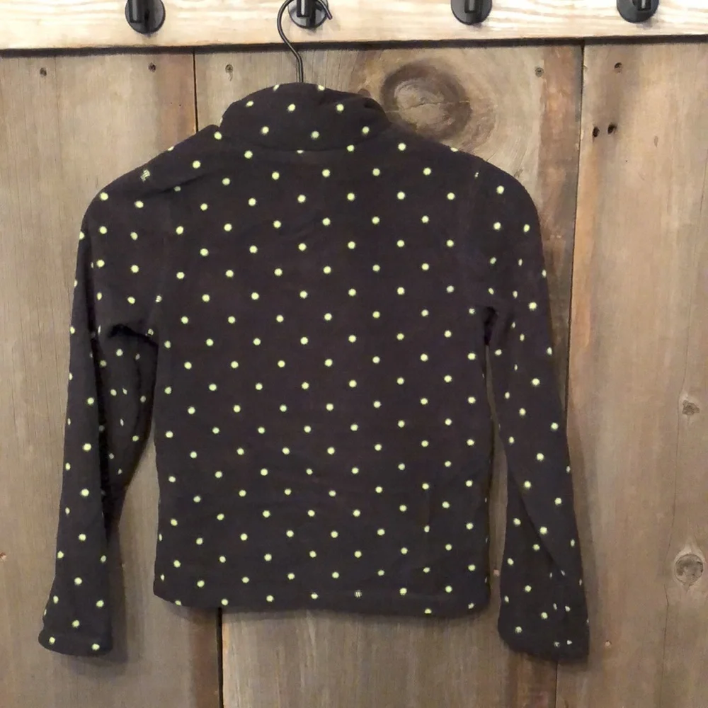 Old Navy Gray 1/4 Zip Mock Neck Pullover Fleece Jacket Green Yellow Dot Medium 8